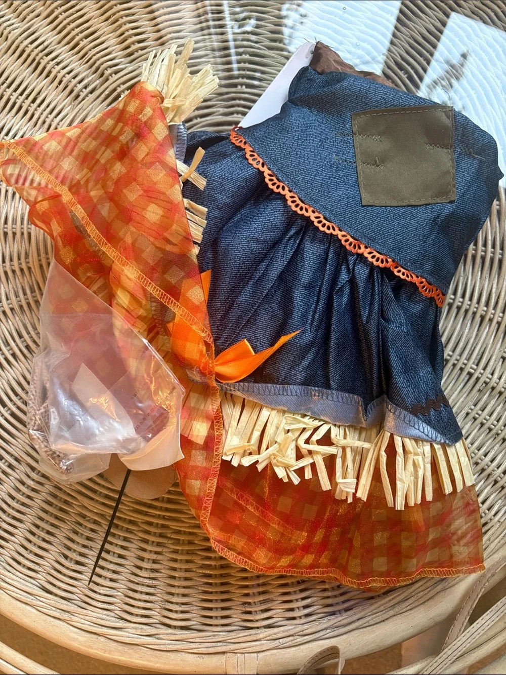 NWT Celebrate! Girls' Scarecrow Sweetie Costume - Orange & Blue (Size 6/6X)
